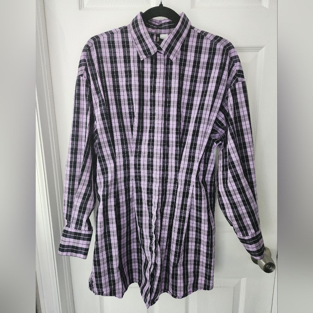 H&M Divided Label Pleated Waist Plaid Dress Size Medium
